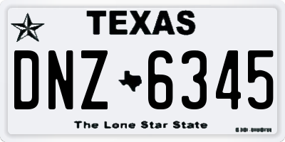 TX license plate DNZ6345