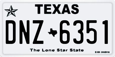 TX license plate DNZ6351