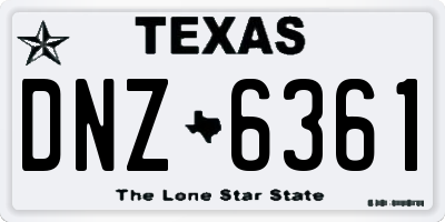 TX license plate DNZ6361