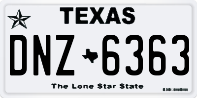 TX license plate DNZ6363