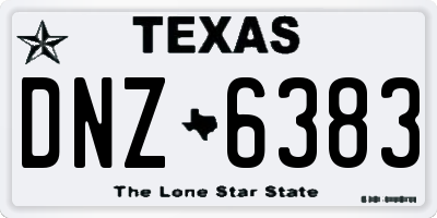 TX license plate DNZ6383