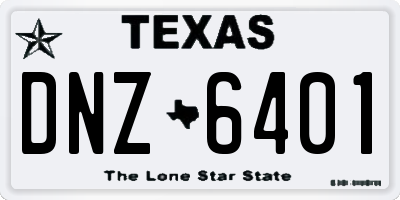 TX license plate DNZ6401