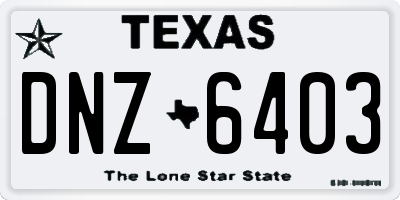 TX license plate DNZ6403