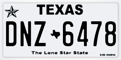 TX license plate DNZ6478