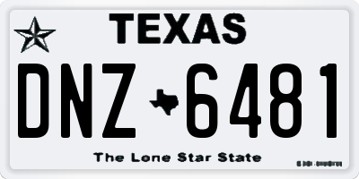 TX license plate DNZ6481
