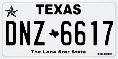 TX license plate DNZ6617
