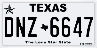 TX license plate DNZ6647