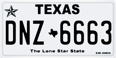 TX license plate DNZ6663