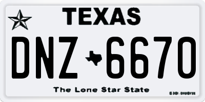 TX license plate DNZ6670