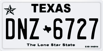 TX license plate DNZ6727
