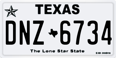 TX license plate DNZ6734
