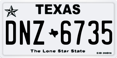 TX license plate DNZ6735