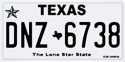 TX license plate DNZ6738