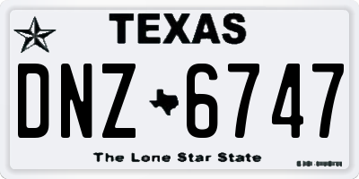 TX license plate DNZ6747