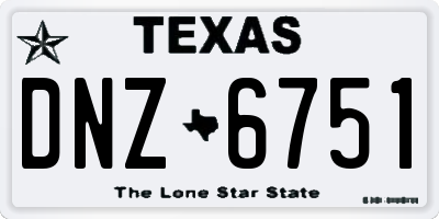 TX license plate DNZ6751