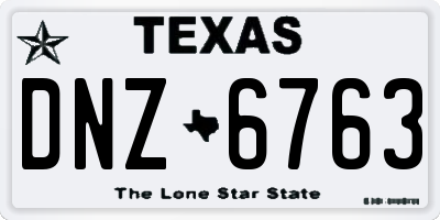 TX license plate DNZ6763