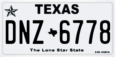 TX license plate DNZ6778