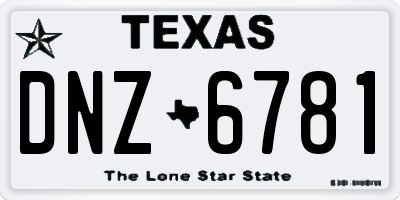 TX license plate DNZ6781