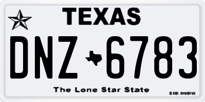 TX license plate DNZ6783
