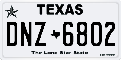 TX license plate DNZ6802