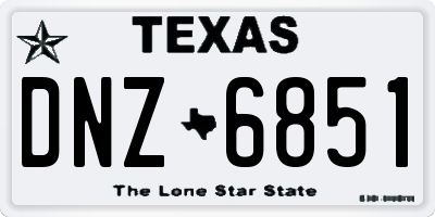 TX license plate DNZ6851