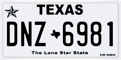 TX license plate DNZ6981