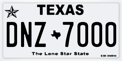TX license plate DNZ7000