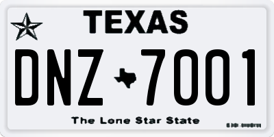 TX license plate DNZ7001