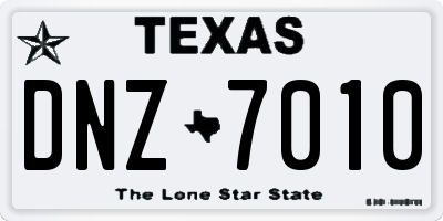 TX license plate DNZ7010