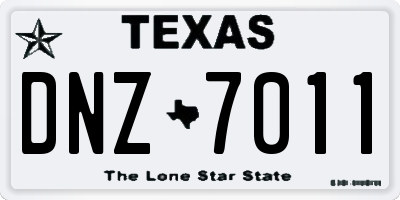 TX license plate DNZ7011