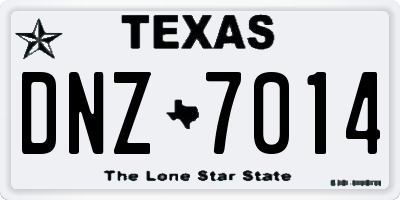 TX license plate DNZ7014