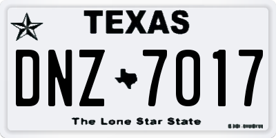 TX license plate DNZ7017