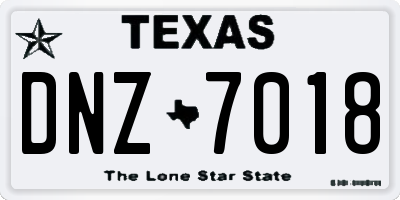 TX license plate DNZ7018