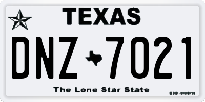 TX license plate DNZ7021