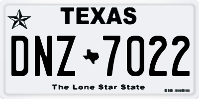 TX license plate DNZ7022