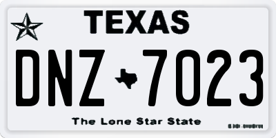 TX license plate DNZ7023