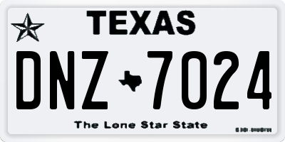TX license plate DNZ7024