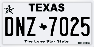 TX license plate DNZ7025