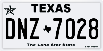 TX license plate DNZ7028