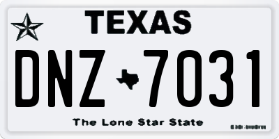 TX license plate DNZ7031