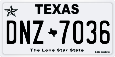 TX license plate DNZ7036