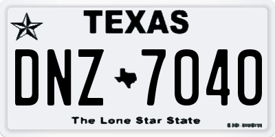 TX license plate DNZ7040