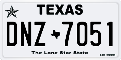 TX license plate DNZ7051