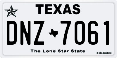 TX license plate DNZ7061