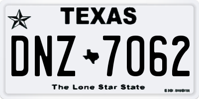 TX license plate DNZ7062