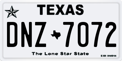 TX license plate DNZ7072