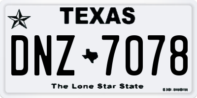 TX license plate DNZ7078
