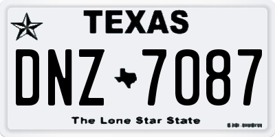 TX license plate DNZ7087