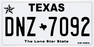 TX license plate DNZ7092
