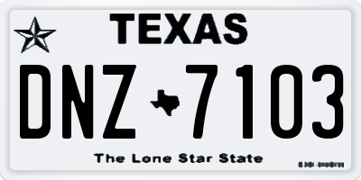 TX license plate DNZ7103